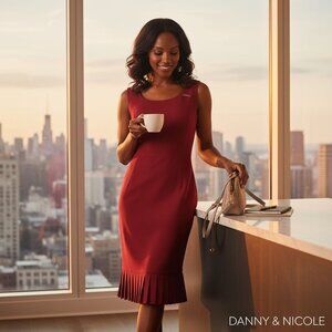 Danny & Nicole Red Sleeveless Pleated Hem Dress Size 10